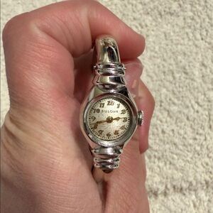 Vintage Bulova Silver and Cream Women's Watch
